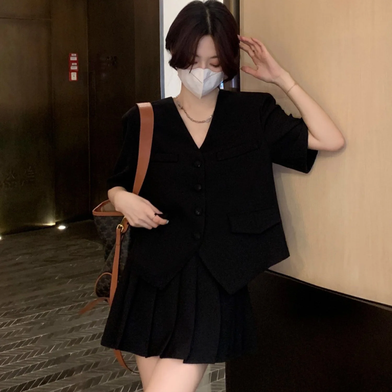 Single/Set Fashion Short Sleeve Suit Set Women\'s Summer Korean Edition Reduced Age Small Figure Pleated Skirt Two Piece Set