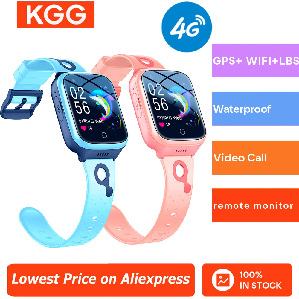 4G أطفال ساعة هاتف ذكي K9 GPS واي فاي موقع مكالمة فيديو SOS دعوة الظهر مراقب HD كاميرا 1000Mah SmartWatch هدايا الأطفال