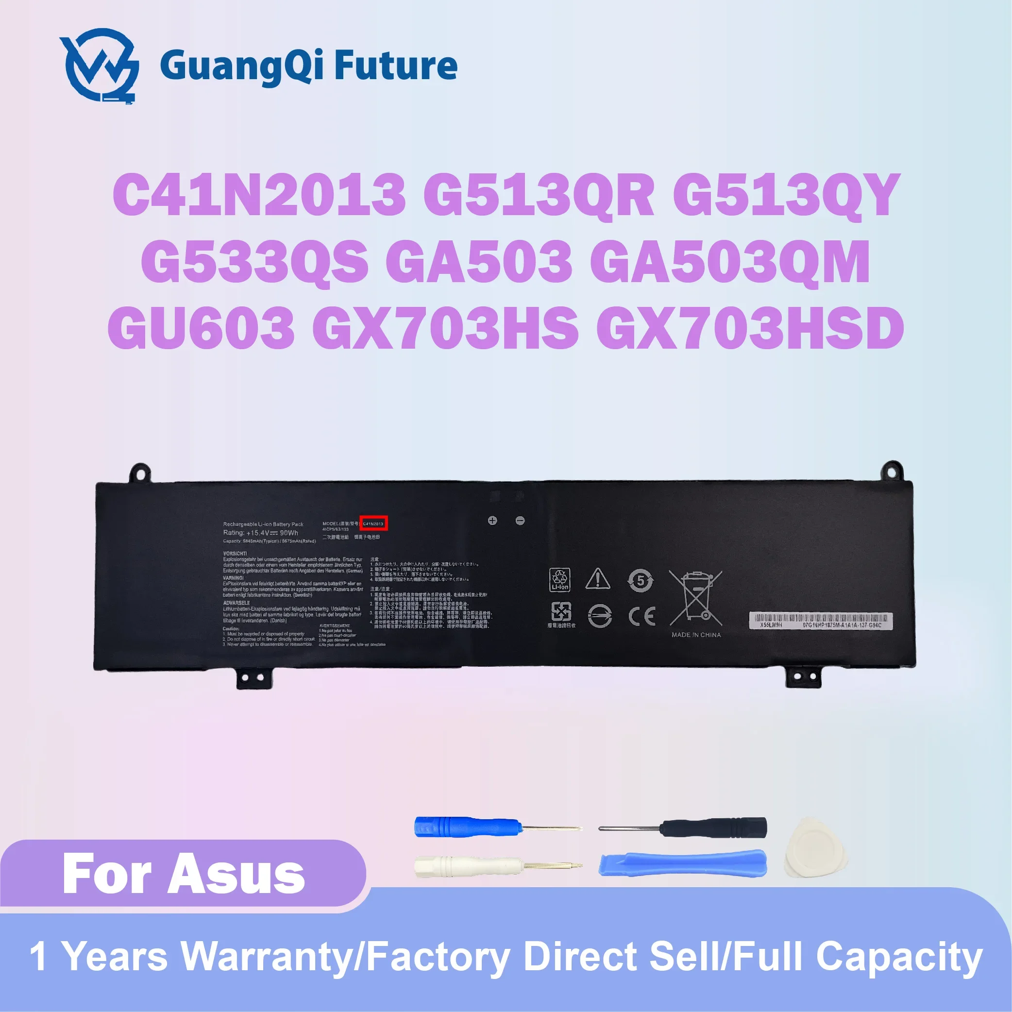 

C41N2013 C41N2013-1 90Wh Laptop Battery New Replacement For Asus TUF Gaming A15 FA507 A17 FA707 ROG Strix G513 G513IM G713 G713I