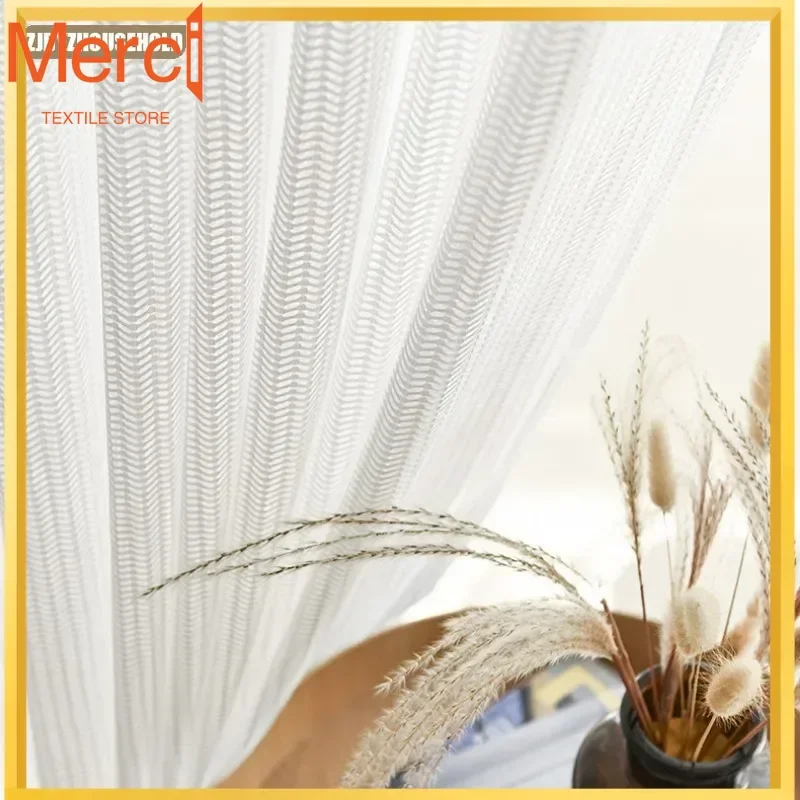 

Customized Size Light Luxury White Thickened Gauze Curtains For Living Dining Room Bedroom Window Balcony Window Screen Curtains
