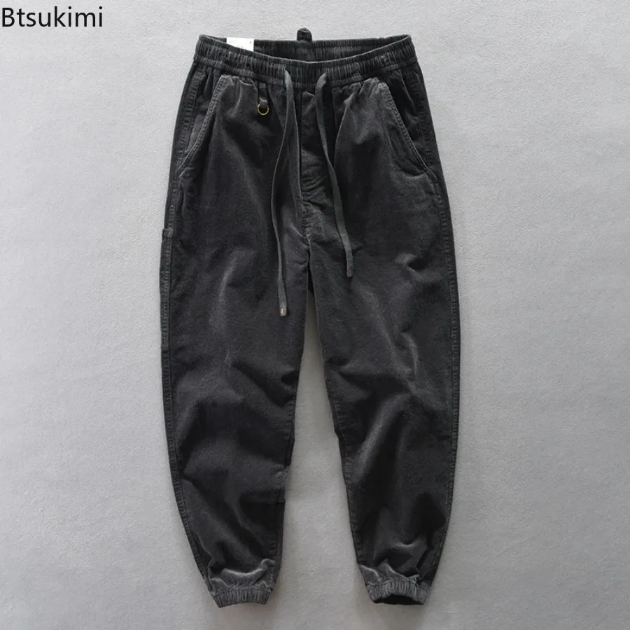 Autumn Winter New Men's Corduroy Pants Vintage Streetwear Fashion Versatile Drawstring Casual Baggy Trousers Male Joggers Pants