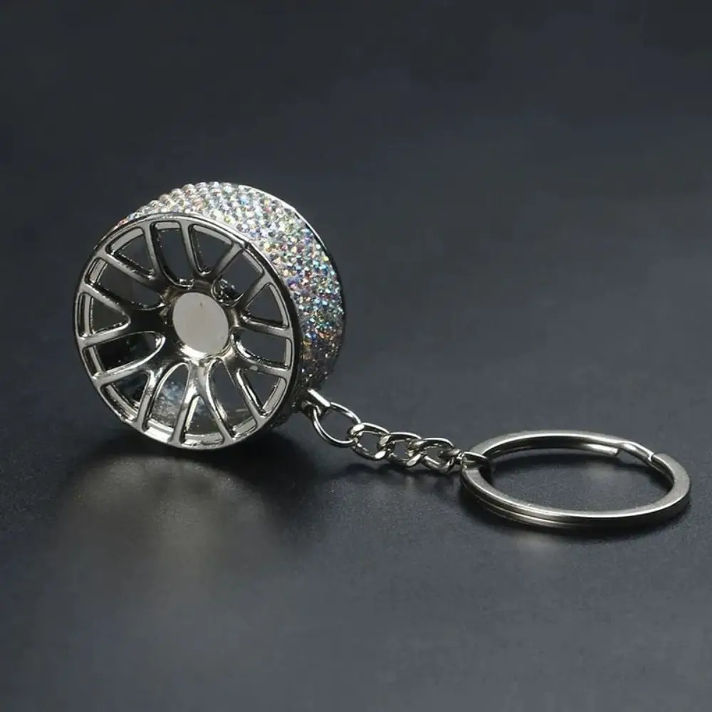 عجلة السيارة شكل كريستال عجلة المفاتيح سبيكة معدنية سيارة كريستال عجلة كيرينغ كريستال رائعة كريستال الإطارات عجلة حافة قلادة #4
