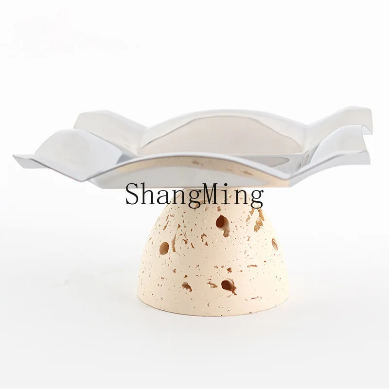 

DSA light luxury metal irregular abstract fruit plate ornament model room coffee table snack plate home jewelry