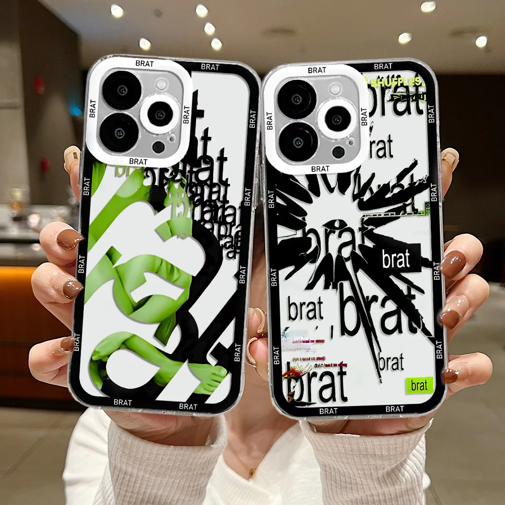 C-Charlis XCX B-BRAT Phone Case For Xiaomi Redmi Note 13 12 12C 11 10 10C 13C 10s 9 9s 9T 9C 8 7 Pro Max 4G 5G Transparent Cover