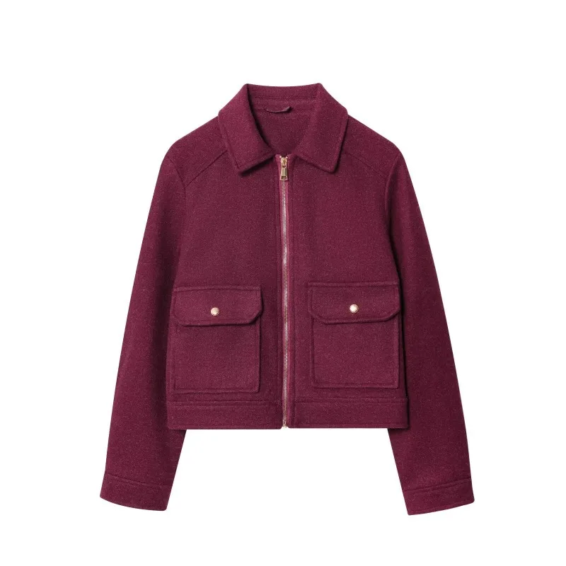 

Spring and Autumn Bestsellers Soft Zippered Women's Jackets Retro Workwear Double-pocket Woolen Jackets for Autumn and Winter