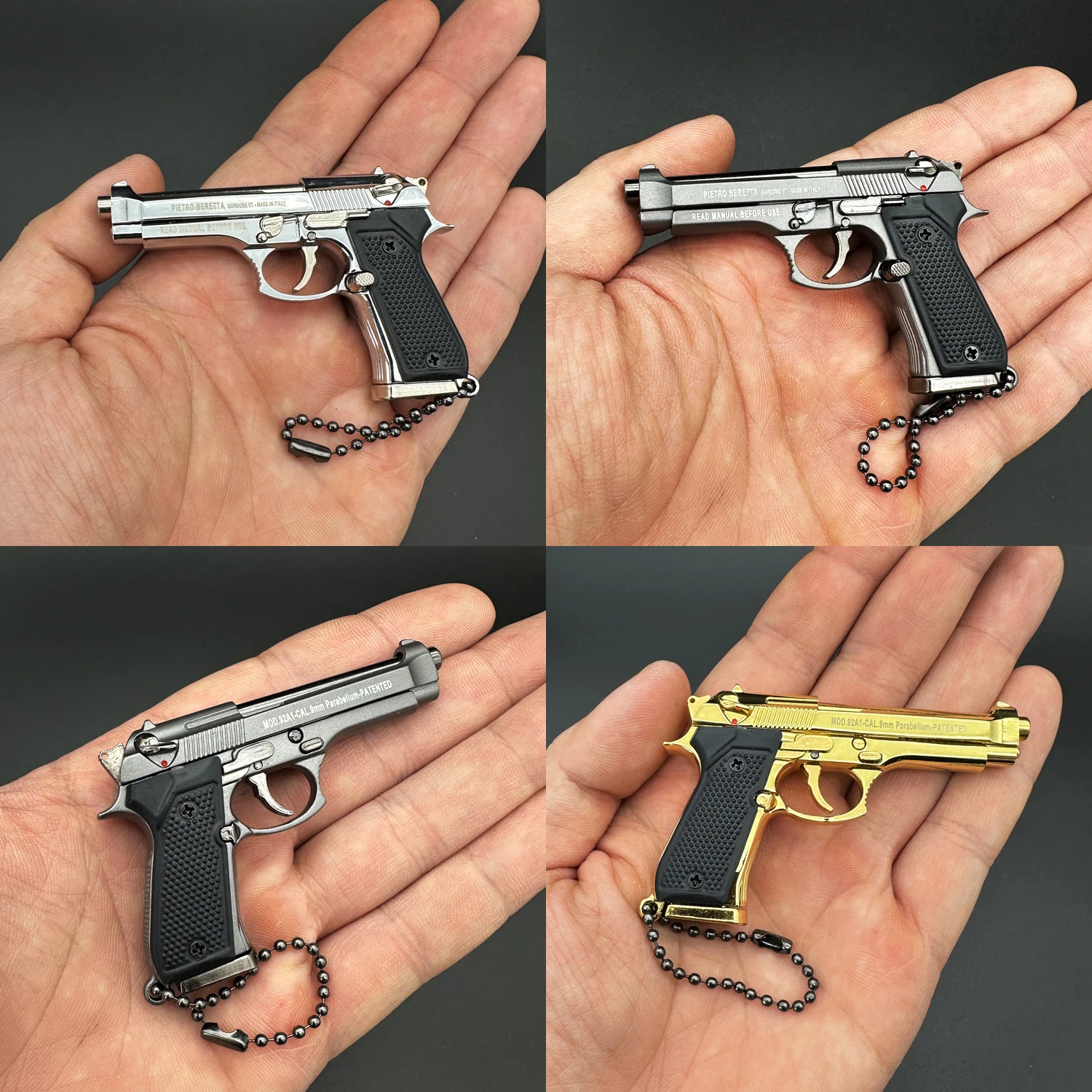 1/3 92F Mini pistolet brelok ze stopu pistoletu w kształcie breloczka taktyczne małe breloczki do kluczy w kształcie Model prezent fajne breloczki dla mężczyzn