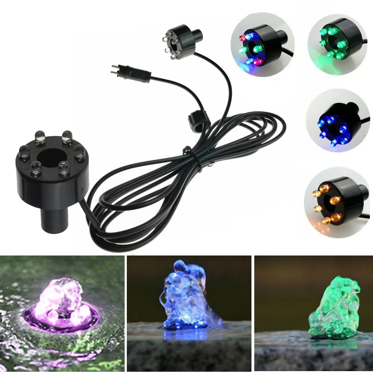 

RGB 6 LED Lights Waterproof Aquarium Landscape Light Waterfall Decoration Night-lights Water Lamp for Fountains Pond