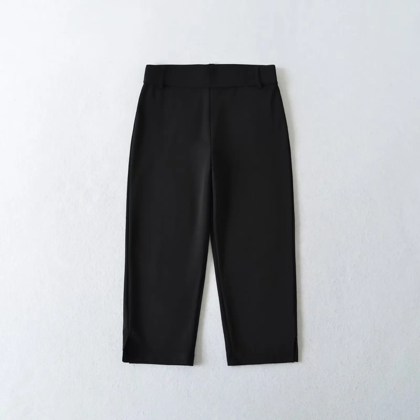 Sweet Spicy Low Waist High Rise Casual Slit Seven Inch Pants Elastic Waist Bodycon Holiday Summer Trousers for Women
