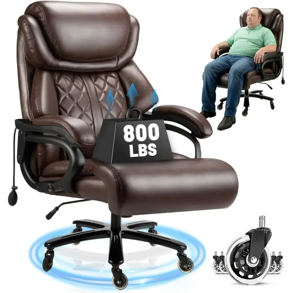 800 lbs Capacity High-Back Ergonomic Chair with Adjustable Lumbar Support for Large Desks or Home Offices