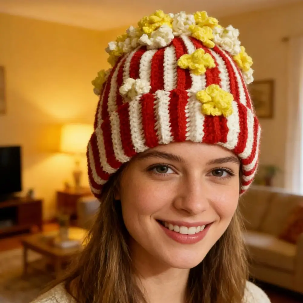 

Теплая вязаная шапка крючком, зимняя шапка, вязаная зимняя шапка из толстой пряжи, вязаная крючком шапка-попкорн с помпоном, головной убор для мужчин и женщин