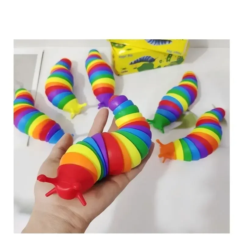 Fidget Slug juguete para niños 18cm 3D colorido sensorial Slug alivia diversión juguete de descompresión creativo Twist Caterpillar Fidget Toys