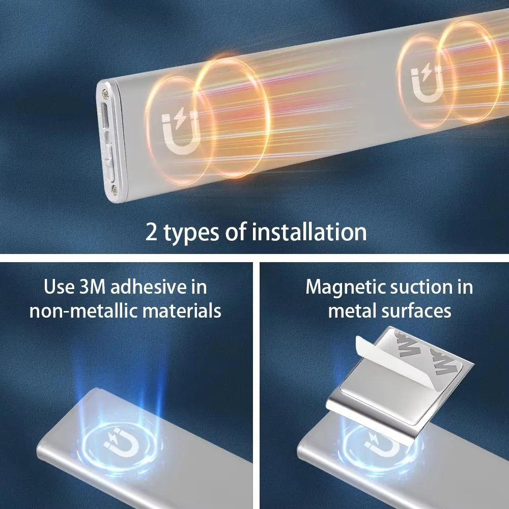 Motion Sensor LED Cabinet Lamp Wireless Dimmable LED Night Light Rechargeable Lamp for Kitchen Wardrobe Aisle Closet Tube Light