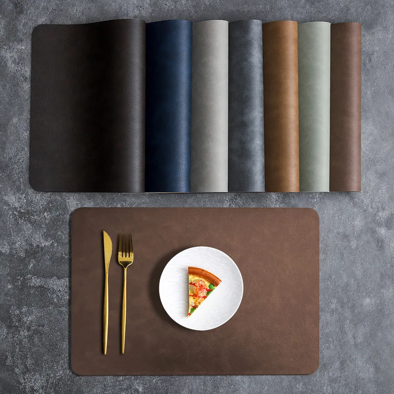 LangkesAdvancedPVC Square Leather Placemat Waterproof Double Layer Cowhide Texture Western Style Dining Mat Hotel Heat Insulatio
