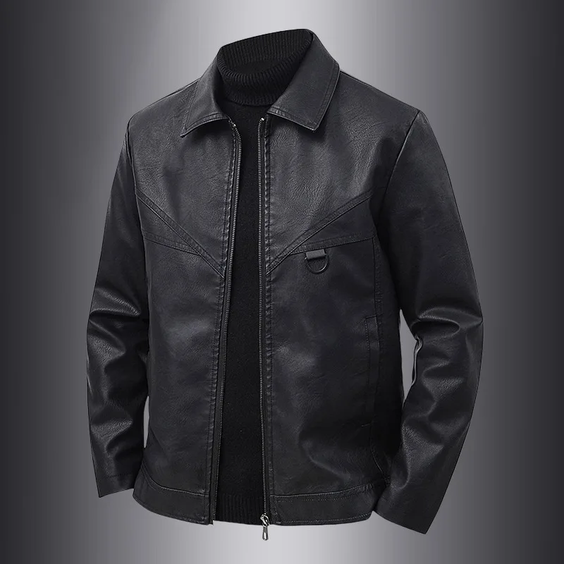 

Autumn and Winter Men's Solid Color Zipper Pocket Cardigan Lapel Fashion Trend Jacket Casual Top