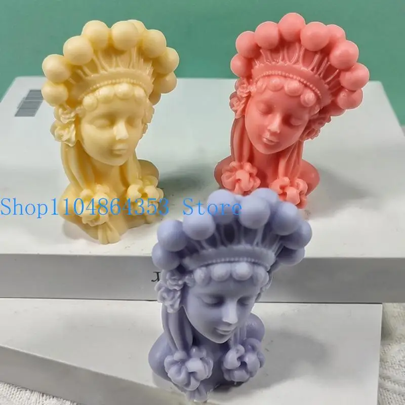 

652F Large Pretty Girl Epoxy Mold Making Soap Melt Resin Crafts Home Decorations