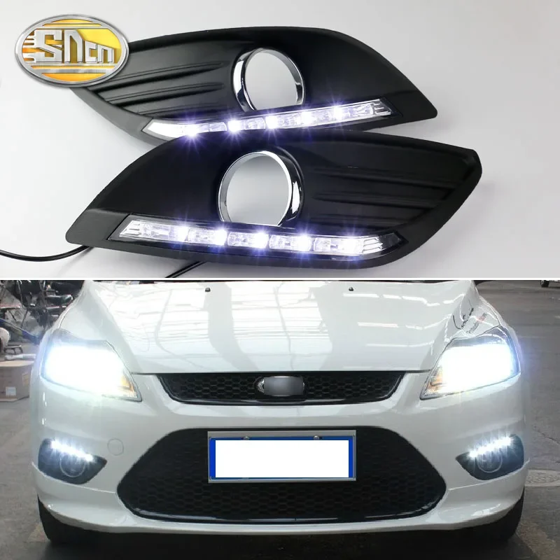 

Светодиодные дневные ходовые огни, 2 шт., для Ford Focus 2 MK2 2009 2010 2011 2012 2013 2014, функция автоматического затемнения, 12 В, Автомобильные светодиодные дневные ходовые огни