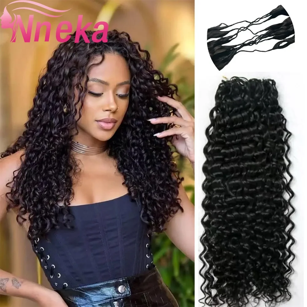 

Наращивание волос 12A Small Spirals Curly Crochet Feather, натуральный черный цвет, глубокая волна, для плетения косичек, с невидимым узлом, для женщин.