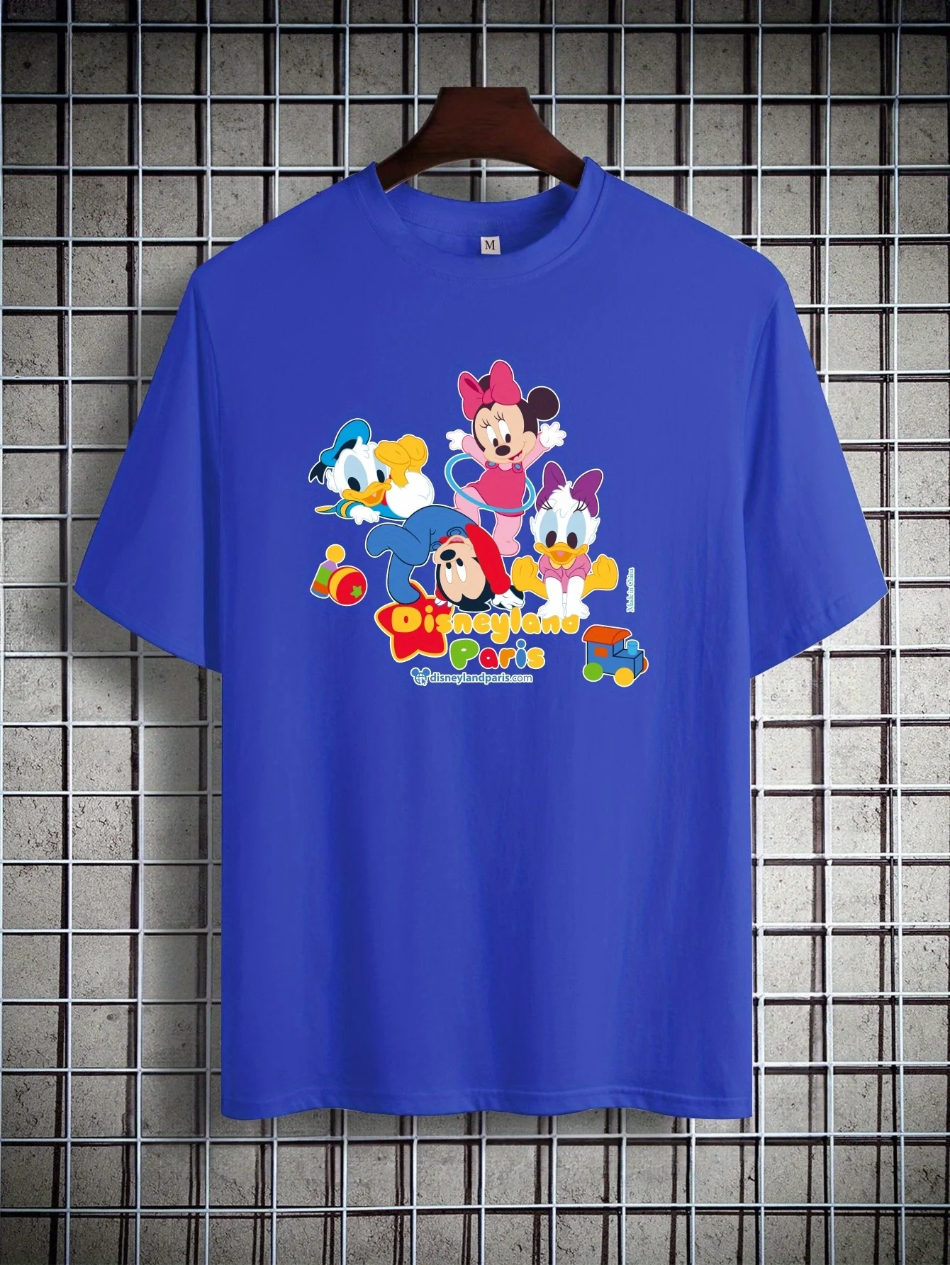 Disney T-Shirts Men\'s Casual Cartoon Babies Mickey And Friends Disneyland Paris Regular Fit Knitted Short Sleeve Slight Stretch
