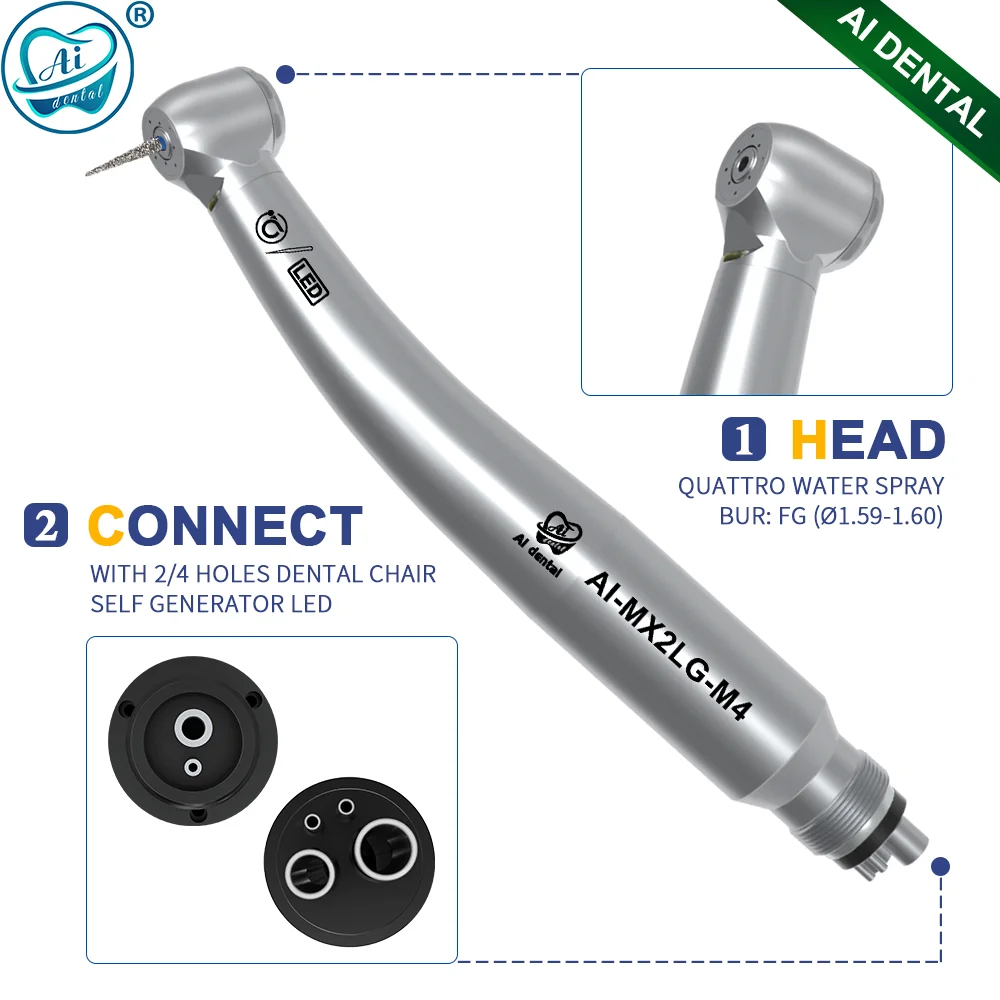 AI-MX2LG/-MX3LG/-MX45LG Dental Self-Power e-generator LED szybka prostnica 2/4 otwory Mini/standardowa/45 ° głowica turbina powietrzna nowość