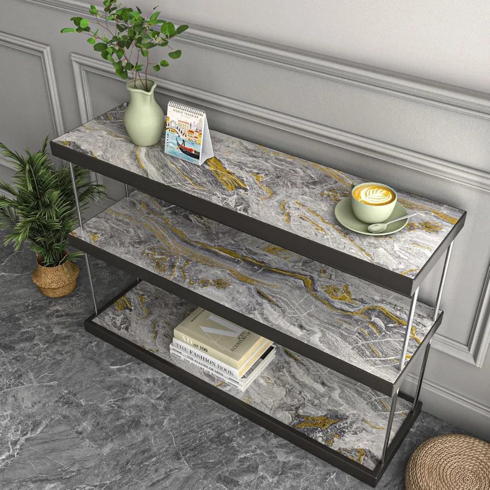 Matte Grey Gold Marble Effect Waterproof Contact Paper for Countertops and Cabinets, Liquid Marble Look, 36x160 Inches, Durable