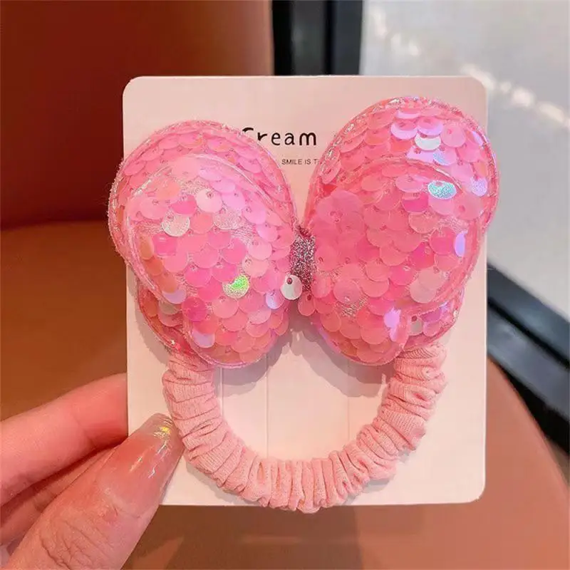 Sequin Butterfly Hair Ties Cute Ponytail Elastic Hair Bands Girls Rubber Band Hair Accessories Baby Kids Headwear Scrunchies