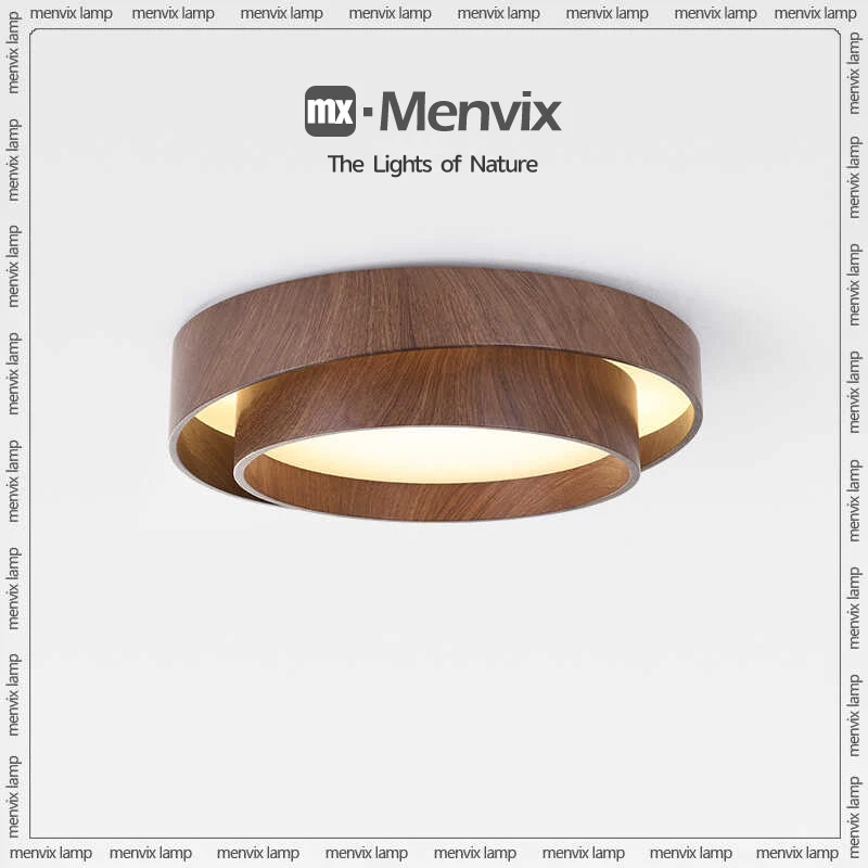 Menvix Nordic Walnut Wood LED Ceiling Chandelier for Living Dining Room Balcony Bedroom Lamp Home Decor Indoor Lighting Fixture