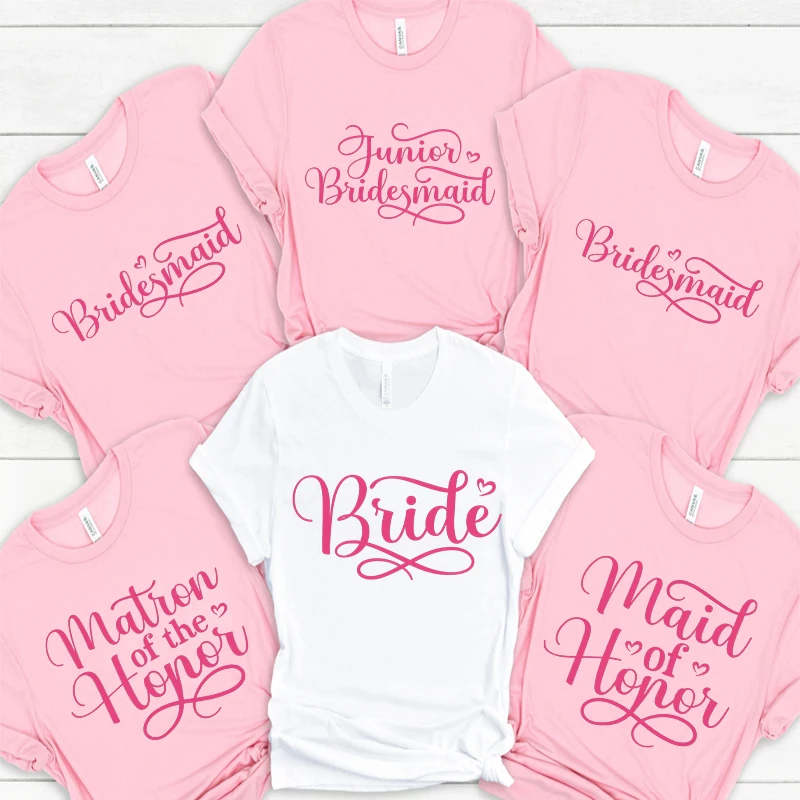 Bachelorette Hen Party Tees, Engagement Wedding Party T-shirt for Women, Bridal Shower Team Bride Squad Tops, Bridesmaid Shirts