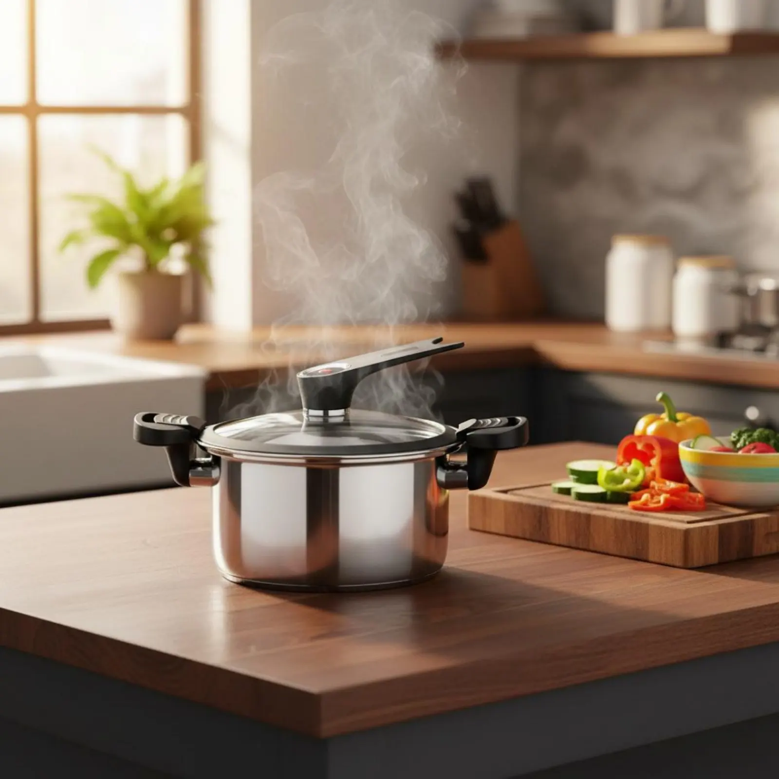 

304 Steel Pressure Pot Versatile Mini Pressure Pot Locking Lid Cooking Pot Multiple Safety Features for Home Cooks