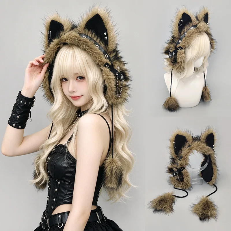 New Spicy Girl Cat Ear Plush Earmuffs for Warmth Autumn and Winter Ear Covers Dark Style Y2k Winter Cold Protection Earmuffs