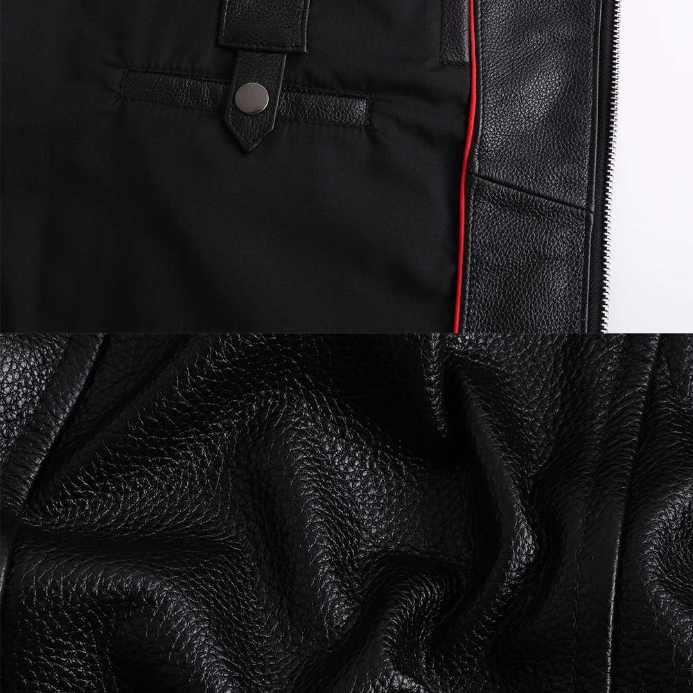 New Leather Jacket Top Layer 100% Cowhide Leather Clothes Men\'s Stand Collar Motorcycle Clothes  Autumn Winter Plus Size