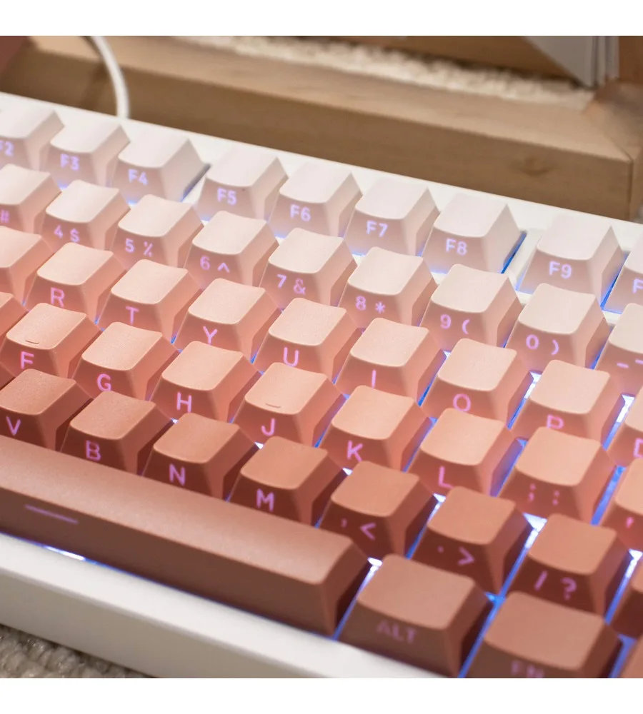 Blush gradual change side light transmission mechanical keyboard keycap PBT two color infection 133 key cherry original height