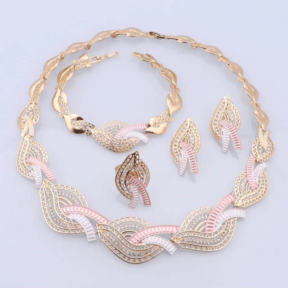 Fashion African Jewelry Set Dubai Multicolor Necklace Earrings Set Women Customer Nigerian Wedding Brand Jewelry Set Design Gift