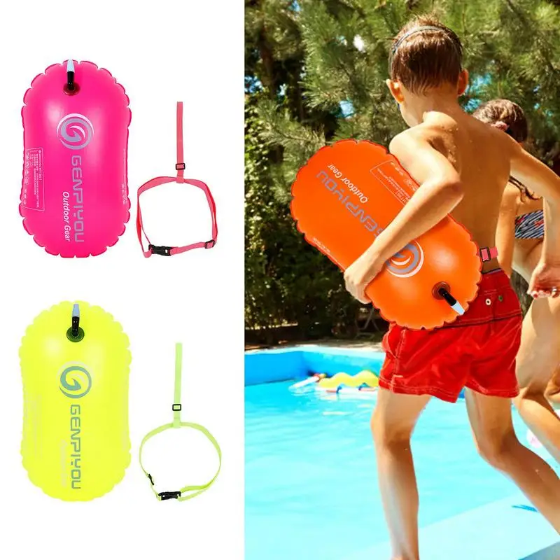 Boya de natación inflable, boya de seguridad de PVC, flotador de remolque, bolsa de aire impermeable con cinturón, suministros de seguridad para Rafting y natación al aire libre