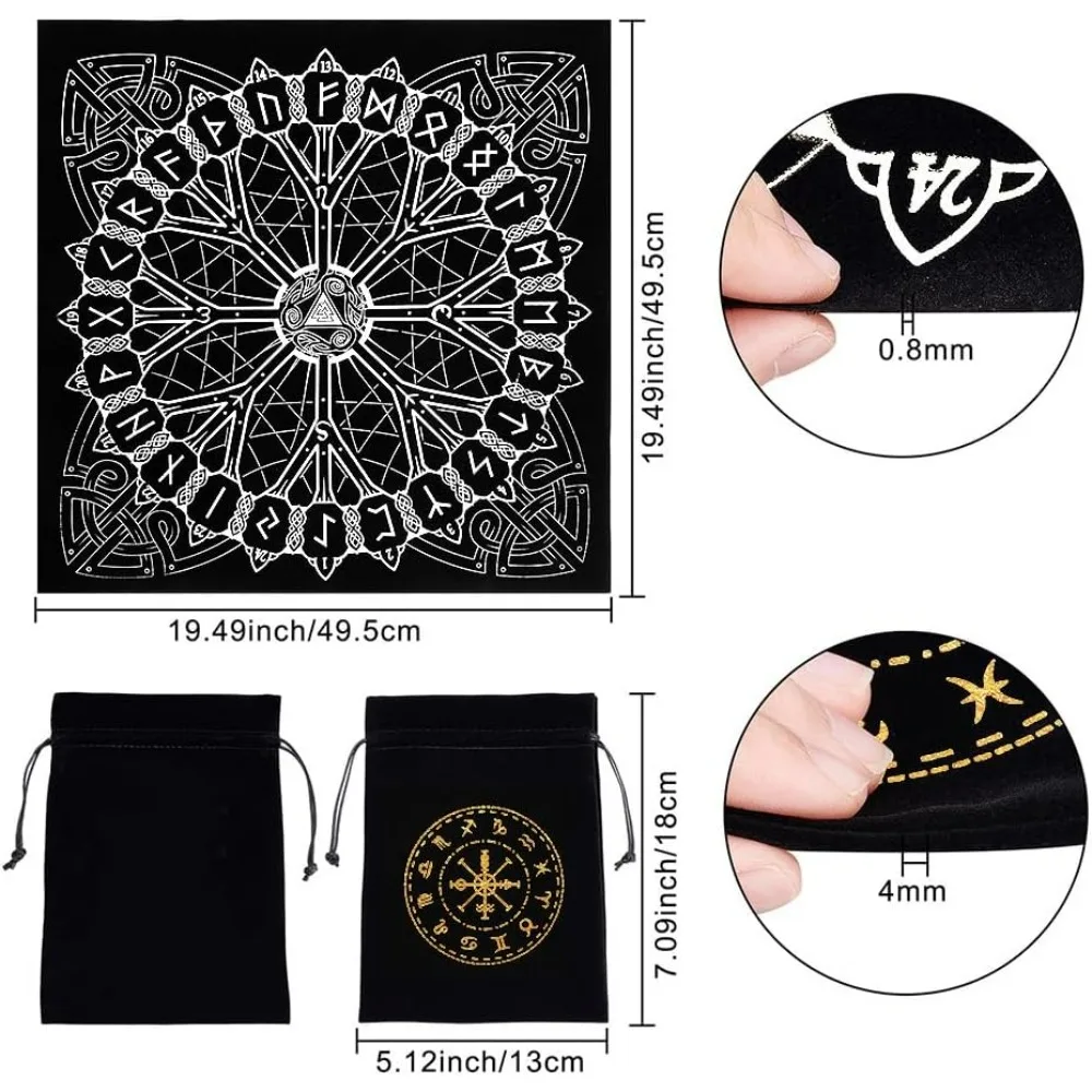 Altar Cloth Viking Runes Celestial Constellation Tarot Deck Spiritual Tapestry Tablecloth Sacred Cloth Astrology making kit