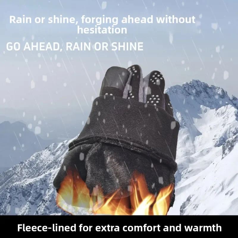 Waterproof Touch Screen Cycling Gloves Warm Fleece Lined Winter Autumn Outdoor Sports Driving for Men Women Non Slip Comfortable