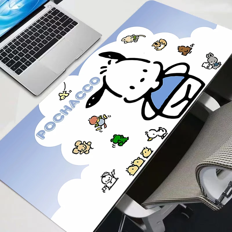 

Коврик для мыши Pochacco для офиса, ноутбука XXL, резиновый ПК, компьютерные игровые аксессуары, коврик для мыши, расширенный настольный коврик с запирающимся краем, геймерский ковер