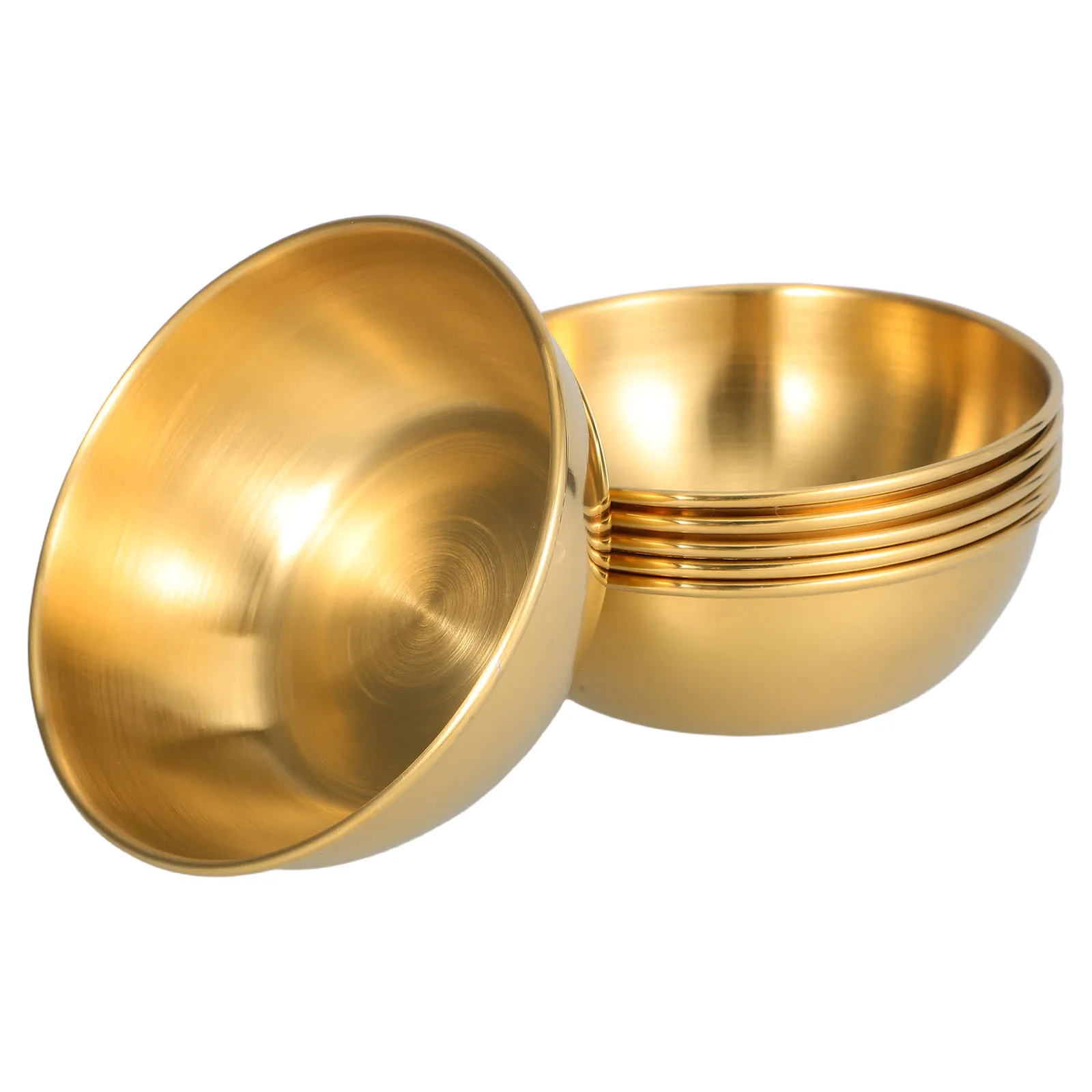 

6pcs Stainless Steel Seasoning Dishes Mini Metal Plates Golden Bowls Small Sauce Trays Compact Size Versatile Usage