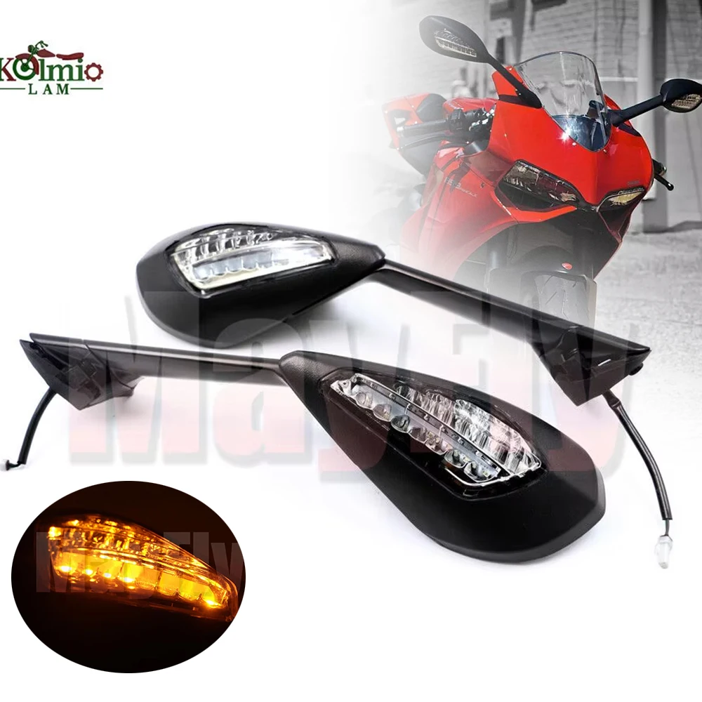 

Motorcycle Rear View Mirror Turn Signal Fit For 2012 - 2015 Ducati Panigale 899 1199 1199S 1199R Side Mirrors 2013 2014