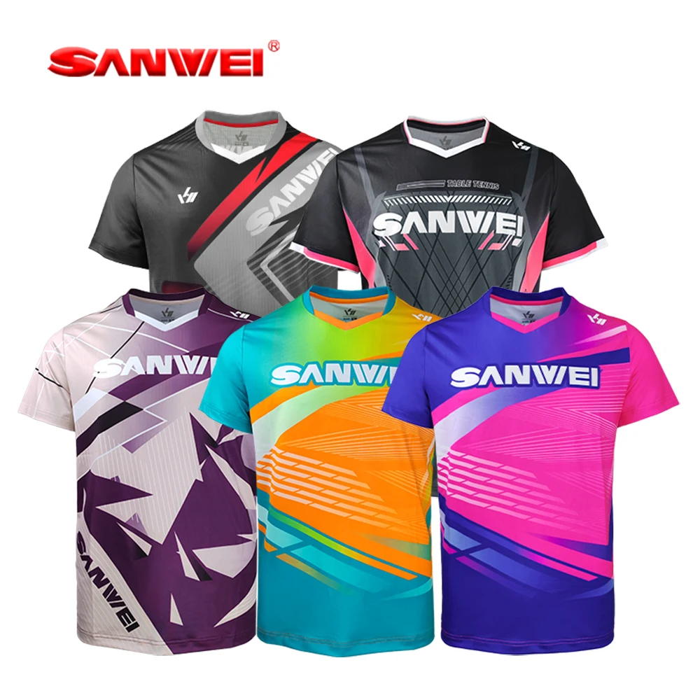 

Original SANWEI Table Tennis T-Shirt Quick-drying Sports Shirt Sweat-wicking and Breathable Gym Shirt