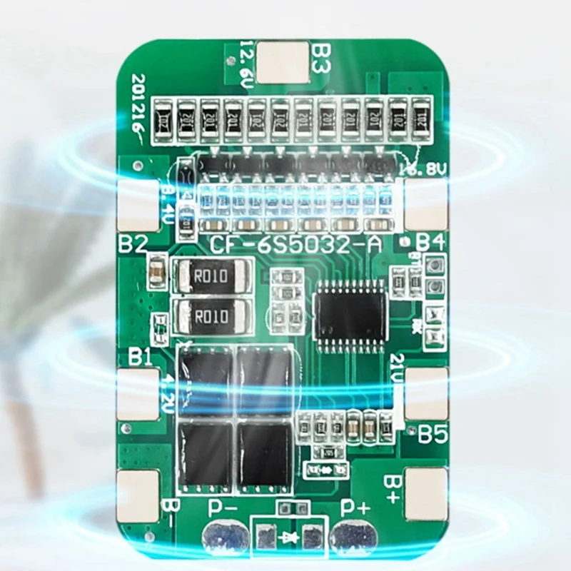 18650 리튬 배터리 셀 모듈 보호 보드, 6S 12A 24V Pcb Bms 리튬 배터리 6 팩