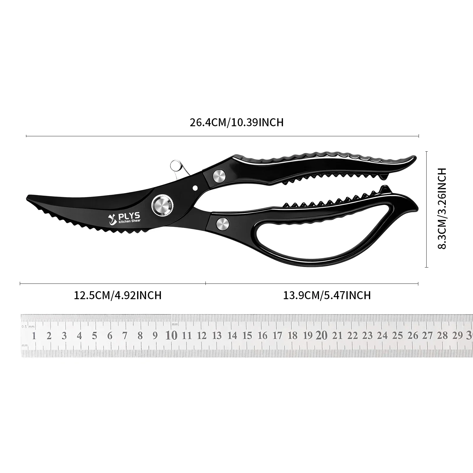 Chicken Bone Shears Black Titanium Kitchen Scissors Household Multi-Functional for Cutting Chicken, Duck, Goose, and Fish Bones