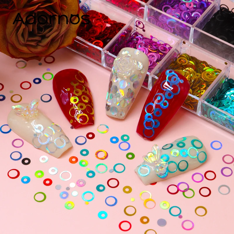 Accessori per unghie paillettes rotonde vuote olografiche Sparkly Mixed Color Mirror Circle Glitter Flakes Manicure decorazioni artistiche fai da te