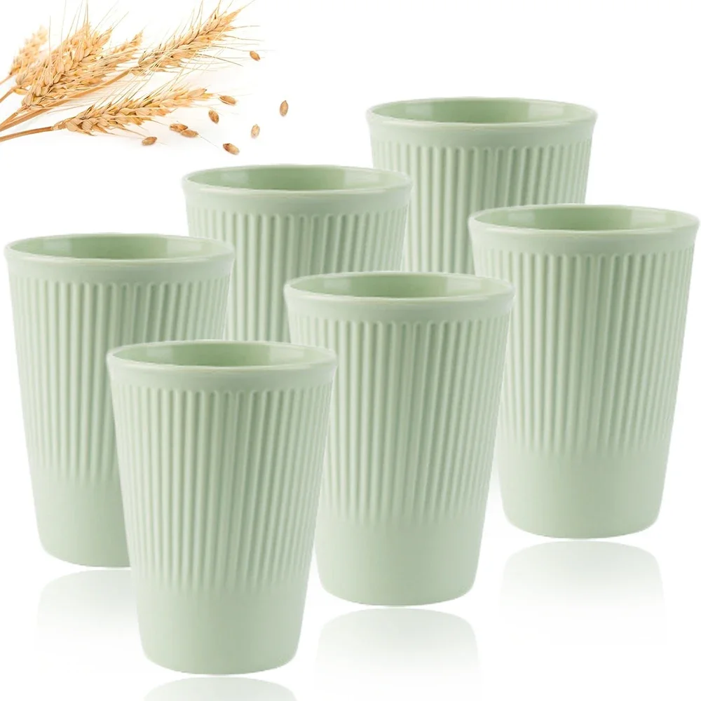 Pajita de trigo ecológica, 6 unidades/juego, vasos multiusos irrompibles, taza redonda biodegradable para cepillo de dientes sin BPA