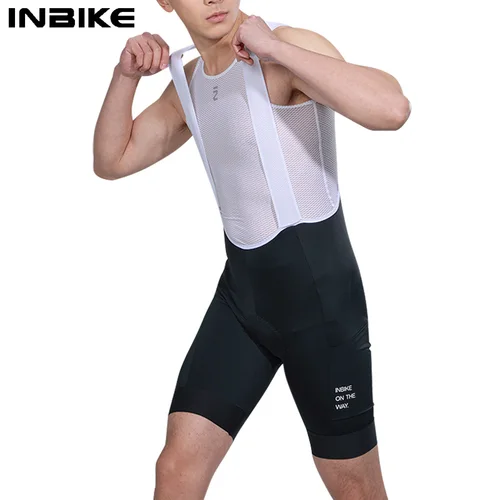INBIKE, pantalones cortos con pechera para ciclismo para hombre, pantalones cortos acolchados 3D para bicicleta de montaña, pantalones cortos para ciclismo de carretera, pantalones cortos para bicicleta, medias con protección UV