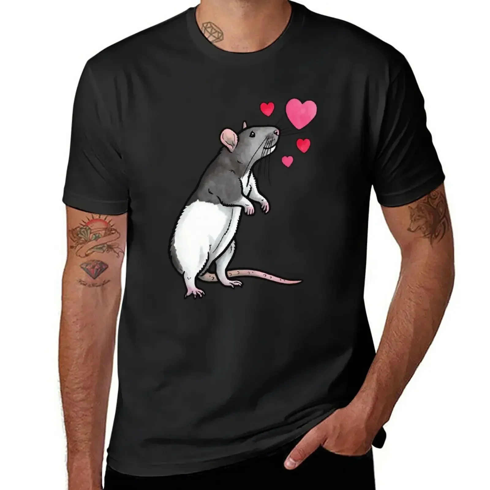 

Hooded rat love (topear) T-Shirt sublime boys animal print black t-shirts for men