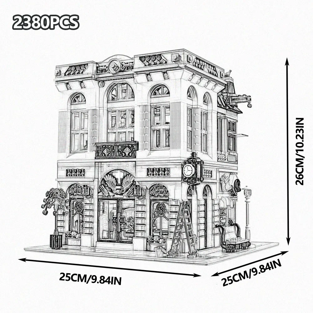 Premium Limited Collection Gift Large Classical City Street Architecture Building Blocks Multi Scene Bank Cinema Palace Detective Office Assembly Square Detailed Vintage Model Home Display Toy For MOC And Street View Collectors