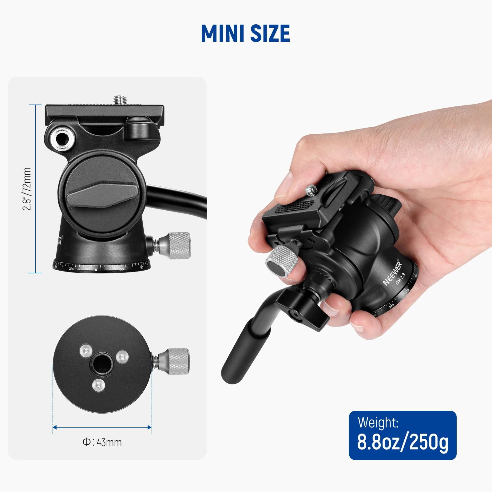 Жидкостная штативная головка NEEWER для зеркальной камеры, с ручкой и быстросъемным механизмом типа Arca, панорамная наклонная головка из алюминиевого сплава