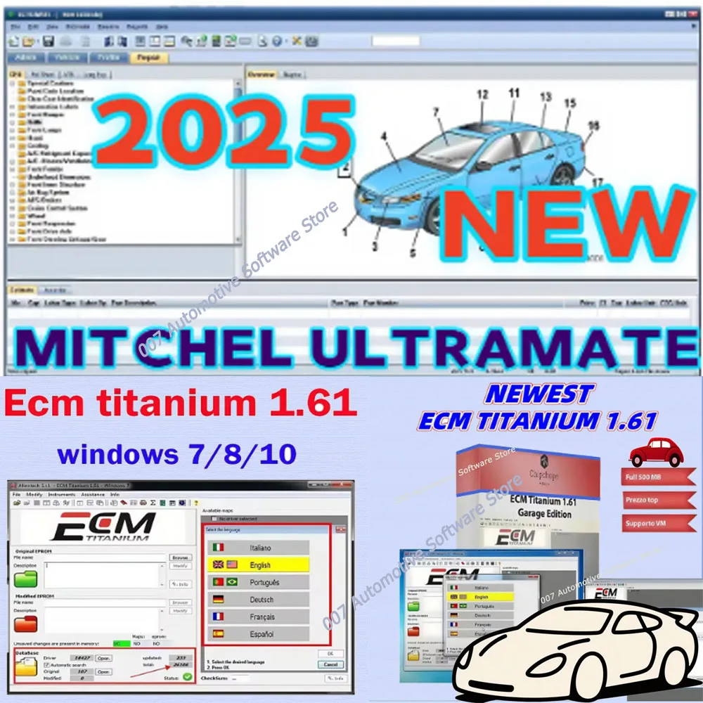 

2025 Mitchell Ultramate 7 Complete Advanced Estimating System with Ultra Magnesium Iron Patch & ECM Titanium 1.61 + Drivers