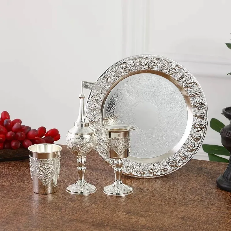 4-piece Set Vintage Style Wine Set Creative Wine Goblet Tray Festival Party Wine Utensils Art Barware Home Decor Exquisite Gifts