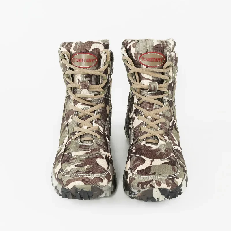 Men Boots Winter Lace Up Waterproof Outdoor Shoes Breathable Canvas Camouflage Tactical Combat Desert Ankle Boots